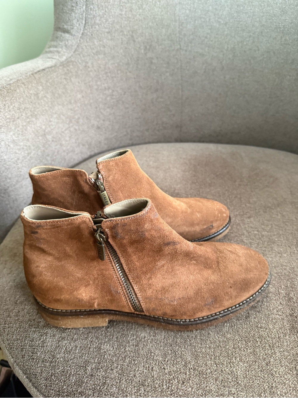 Women's Suede Side-Zip Ankle Booties in Chestnut Brown